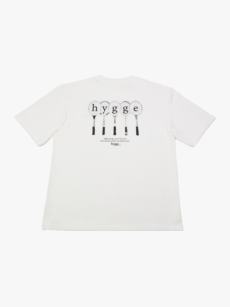 hygge tennis court club t-shirt - white black