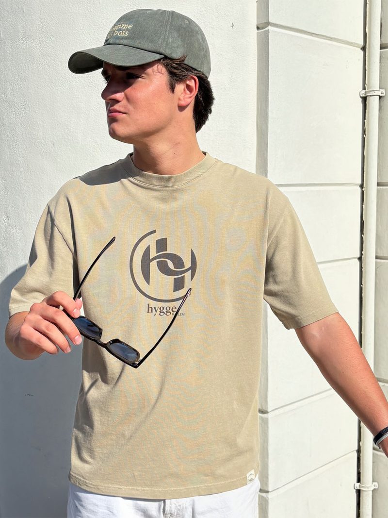 Home 3 olive green t-shirt - hygge logo | hygge HARLEM